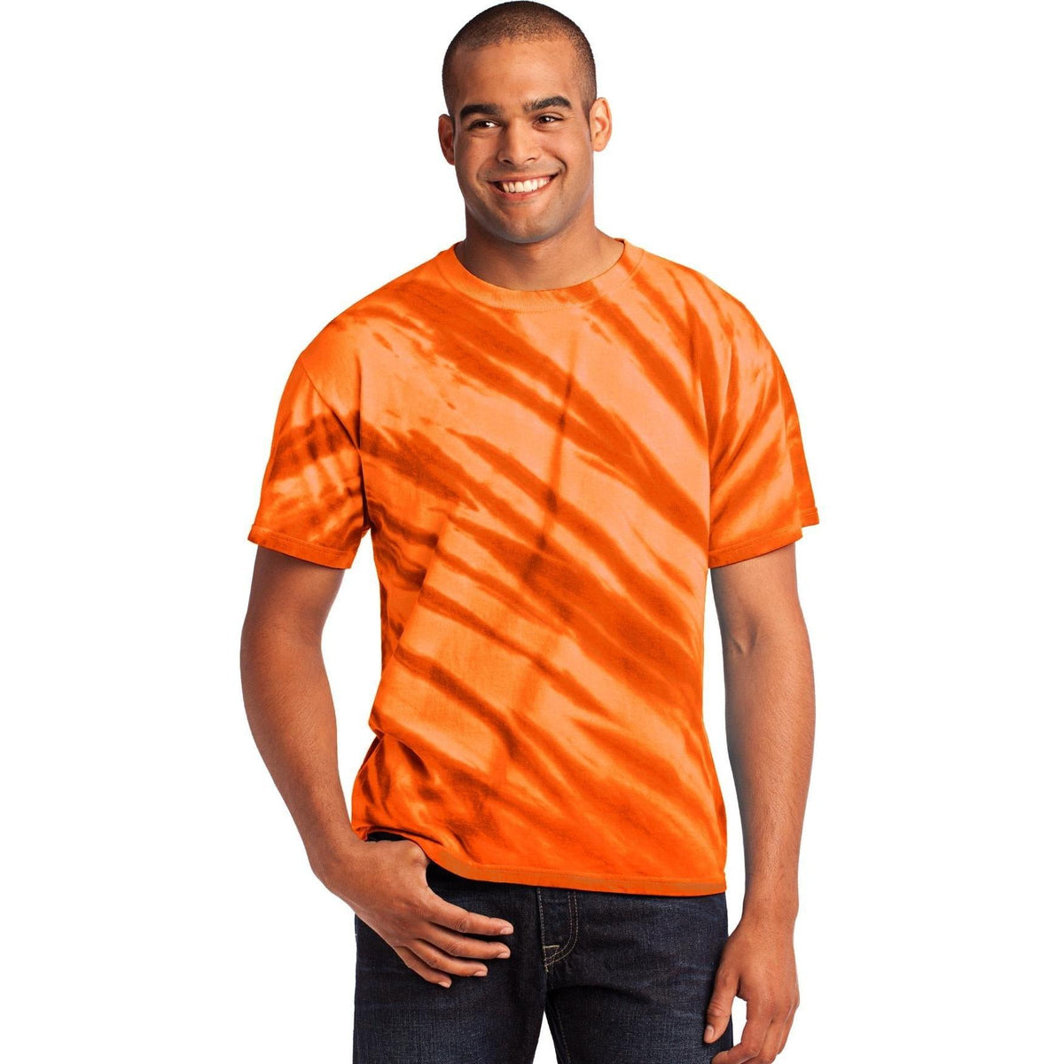 no-logo Port & Company Tiger Stripe Tie-Dye Tee-Regular-Port & Company-Thread Logic