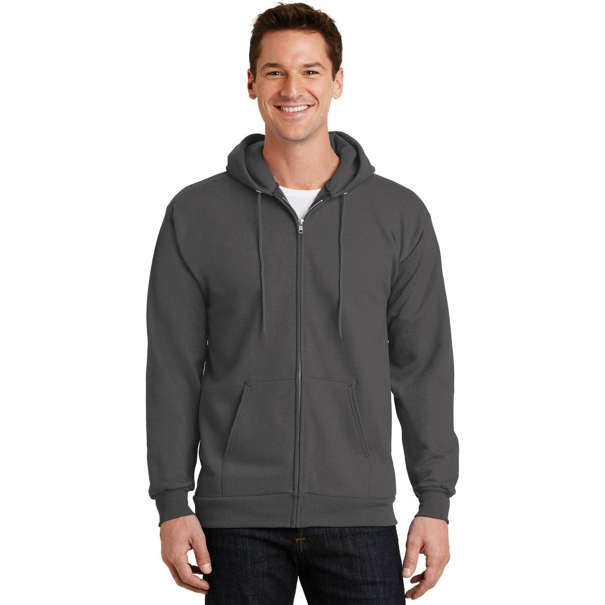 no-logo Port & Company Ultimate Full-Zip Hooded Sweatshirt-Full Zips-Port & Company-Thread Logic