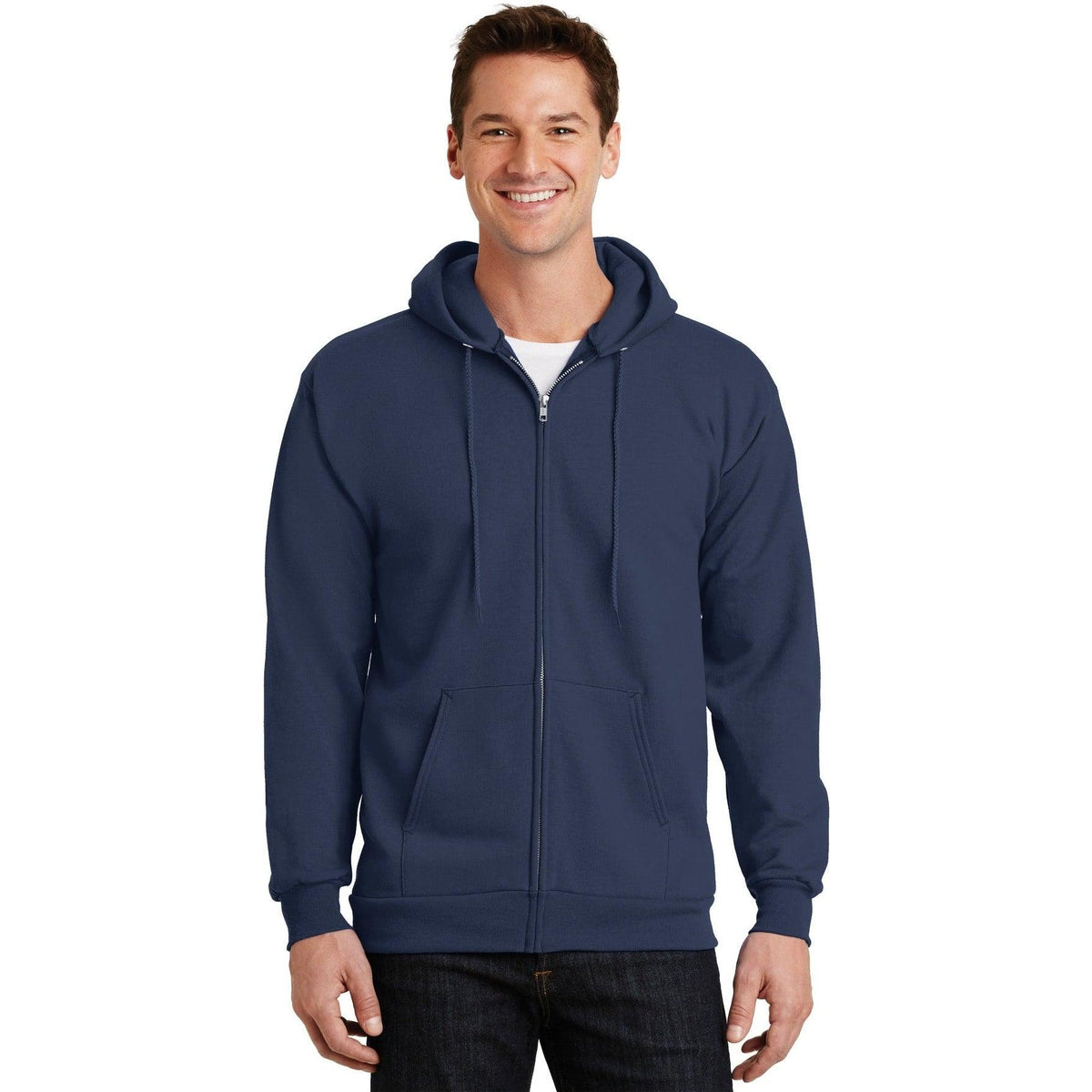no-logo Port & Company Ultimate Full-Zip Hooded Sweatshirt-Full Zips-Port & Company-Thread Logic