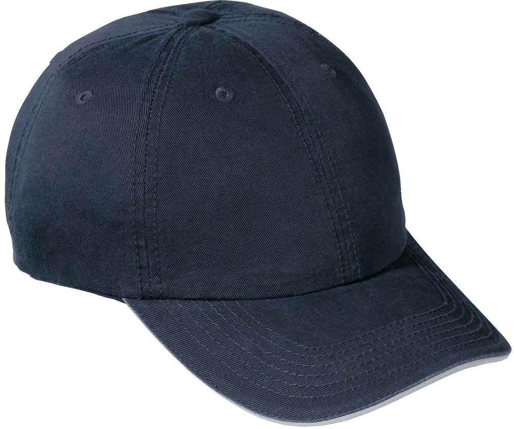 no-logo Port & Company Washed Twill Sandwich Bill Cap-Regular-Port & Company-Navy/Khaki-OSFA-Thread Logic