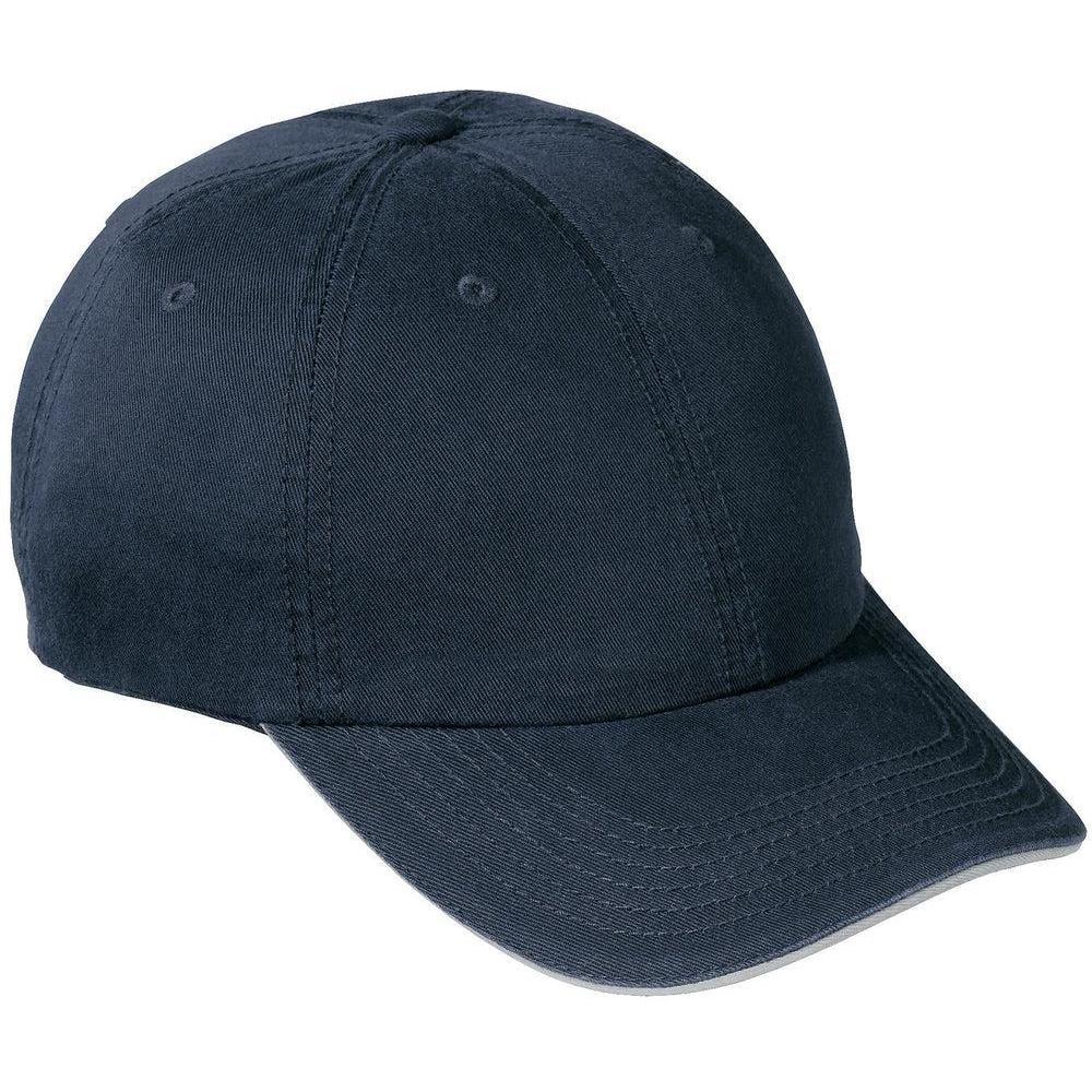 no-logo Port & Company Washed Twill Sandwich Bill Cap-Headwear-Port & Company-Navy/Khaki-OSFA-Thread Logic