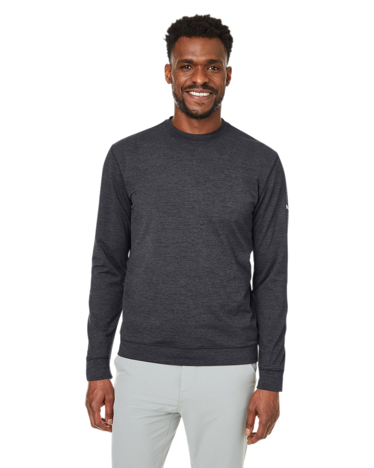 Puma Cloudspun Long-Sleeve Crew T-Shirt-Men's T Shirts-Puma Golf-Puma Black Heather-S-Thread Logic