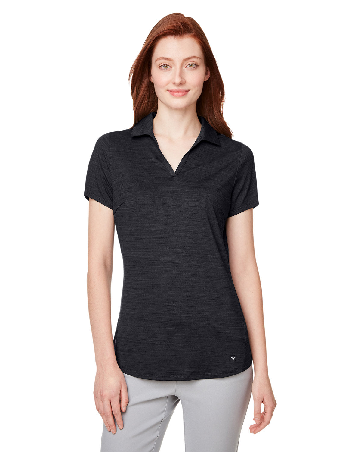 Puma Ladies Cloudspun Free Polo-Ladies Polos-Puma Golf-Puma Black Heather-S-Thread Logic