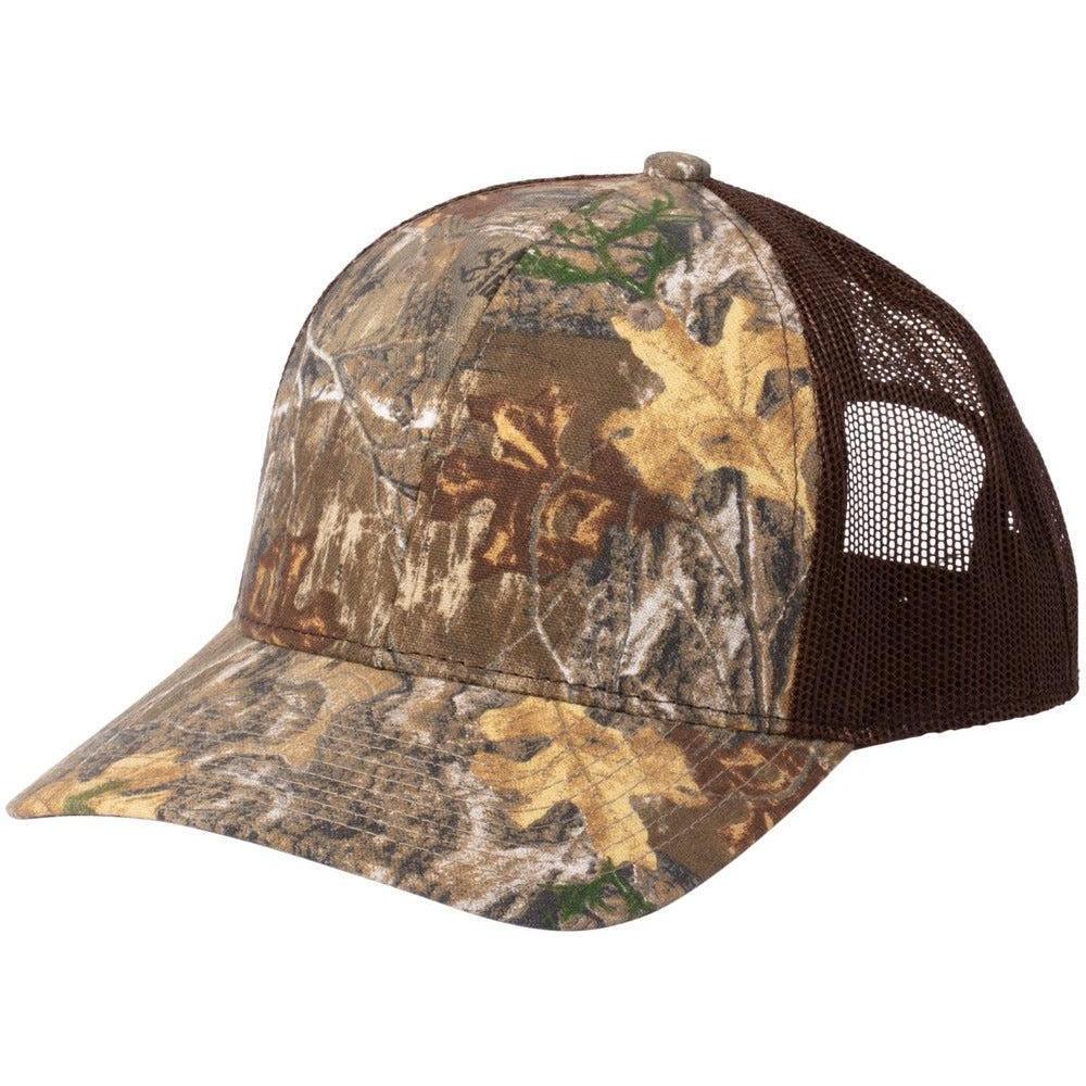 no-logo Russell Outdoors Camo Snapback Trucker Cap-Russell Outdoors-Realtree Edge/ Brown-OSFA-Thread Logic