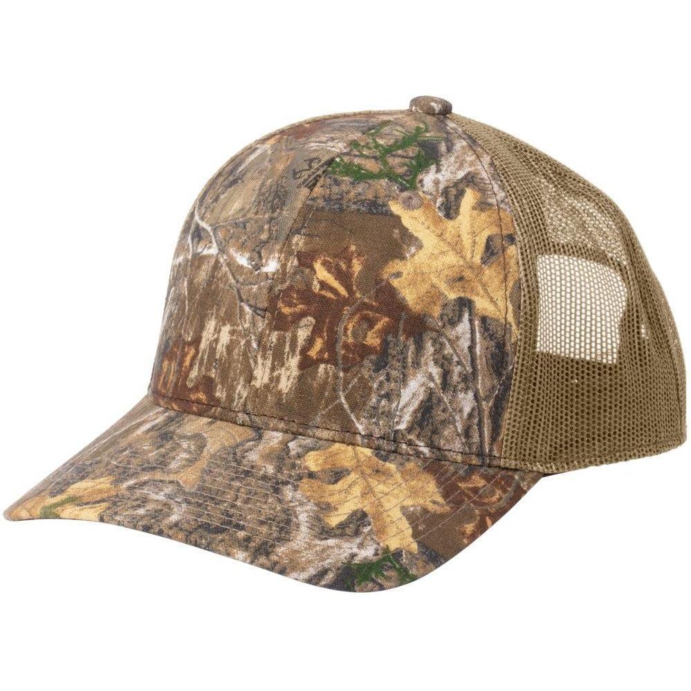 no-logo Russell Outdoors Camo Snapback Trucker Cap-Russell Outdoors-Realtree Edge/ Coyote Brown-OSFA-Thread Logic