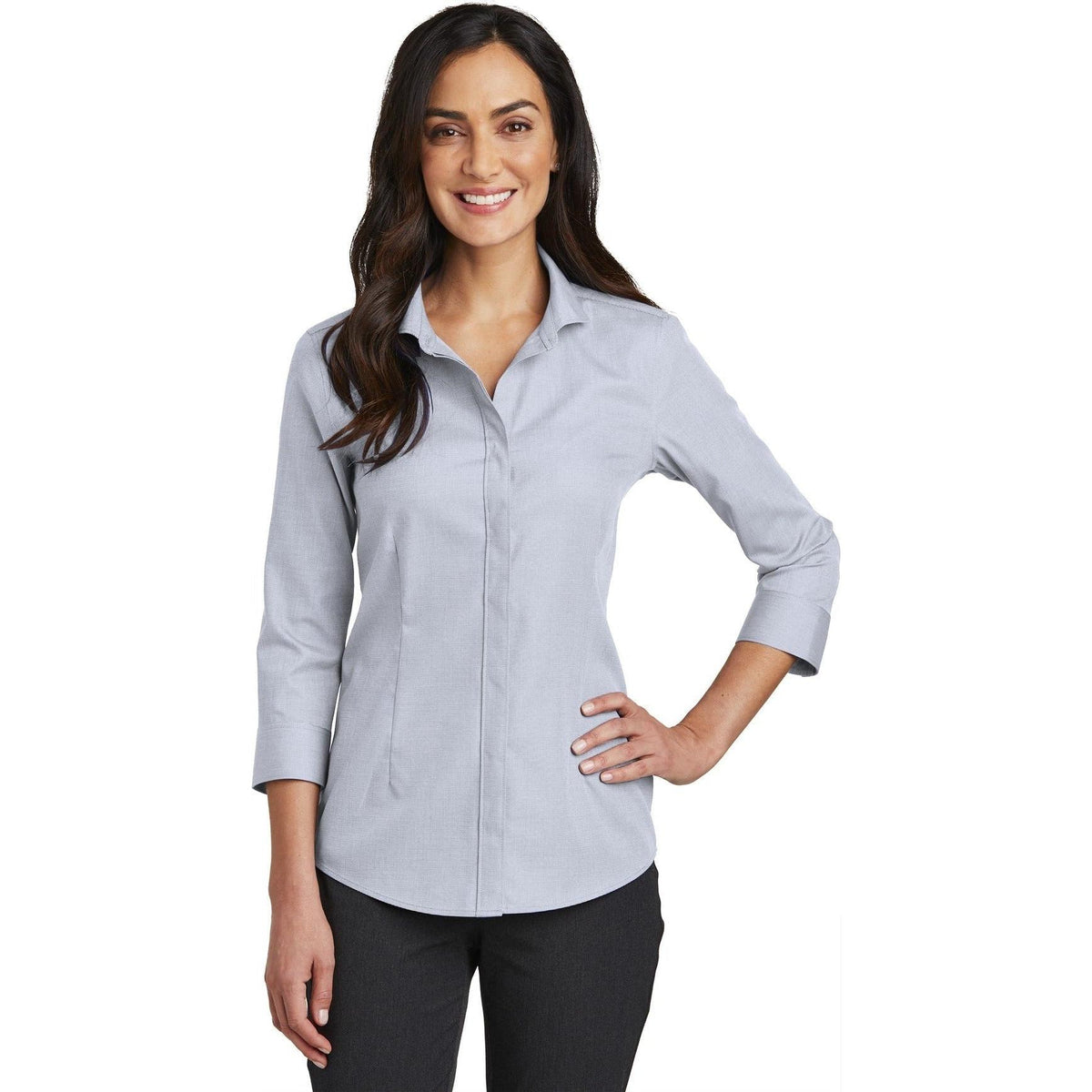 no-logo Red House Ladies 3/4-Sleeve Nailhead Non-Iron Shirt-Active-Red House-Thread Logic