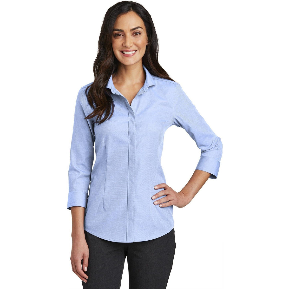 no-logo Red House Ladies 3/4-Sleeve Nailhead Non-Iron Shirt-Active-Red House-Thread Logic