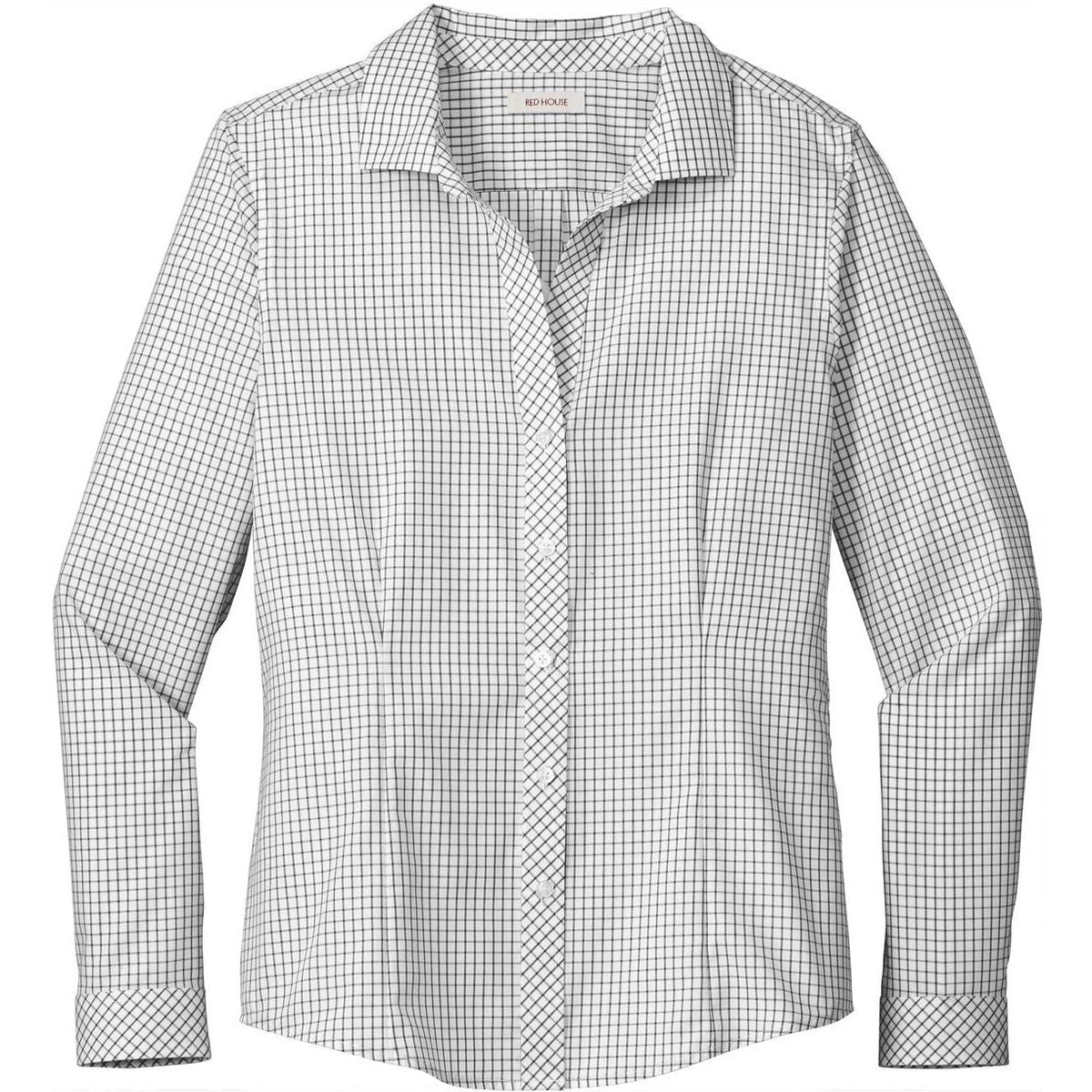 no-logo Red House Women's Open Ground Check Non-Iron Shirt-Dress Shirts-Red House-Black/White-XS-Thread Logic