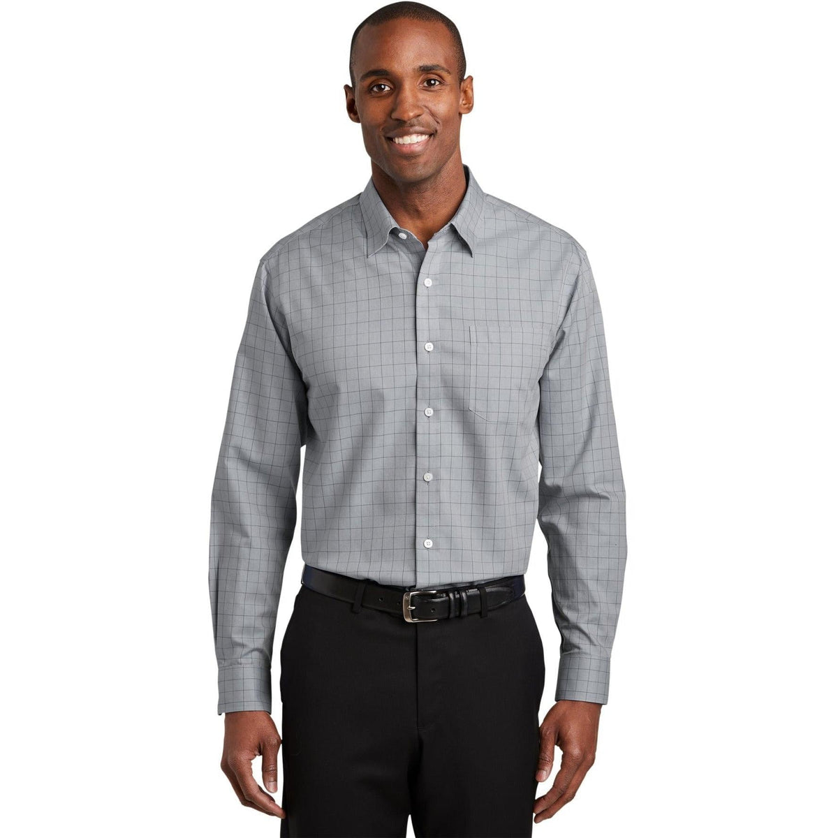 no-logo Red House Windowpane Plaid Non-Iron Shirt-Active-Red House-Thread Logic