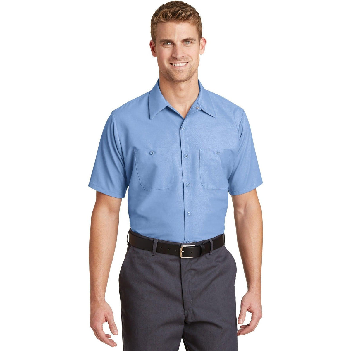 no-logo Red Kap Short Sleeve Industrial Work Shirt-Dress Shirts-Red Kap-Thread Logic