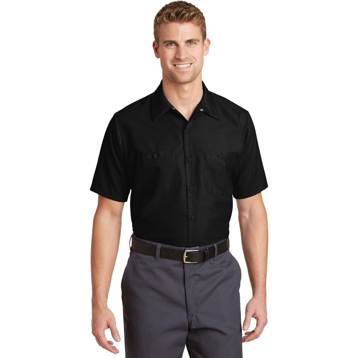 no-logo Red Kap Short Sleeve Industrial Work Shirt-Dress Shirts-Red Kap-Thread Logic