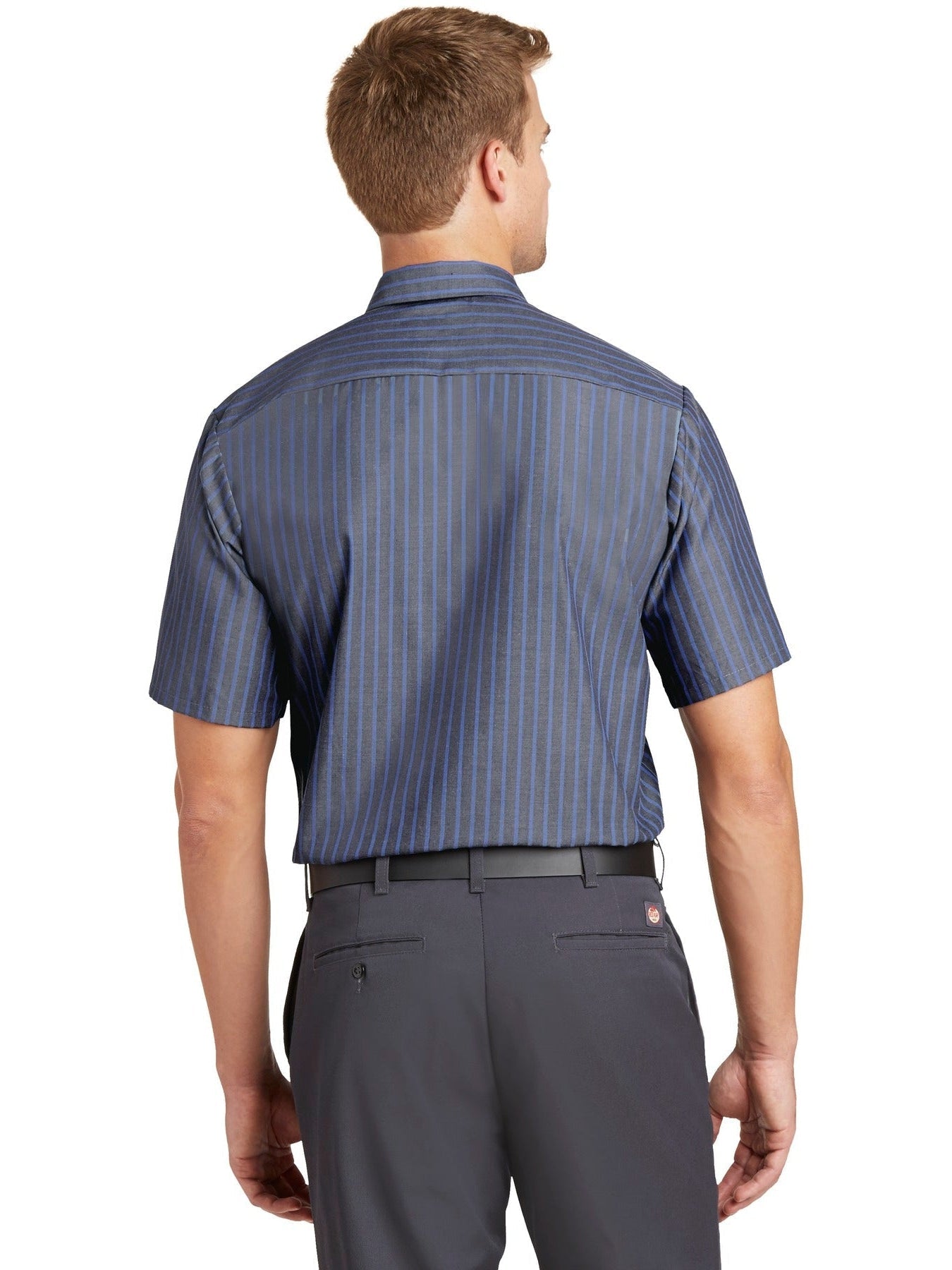 no-logo Red Kap Short Sleeve Striped Industrial Work Shirt-Regular-Red Kap-Thread Logic