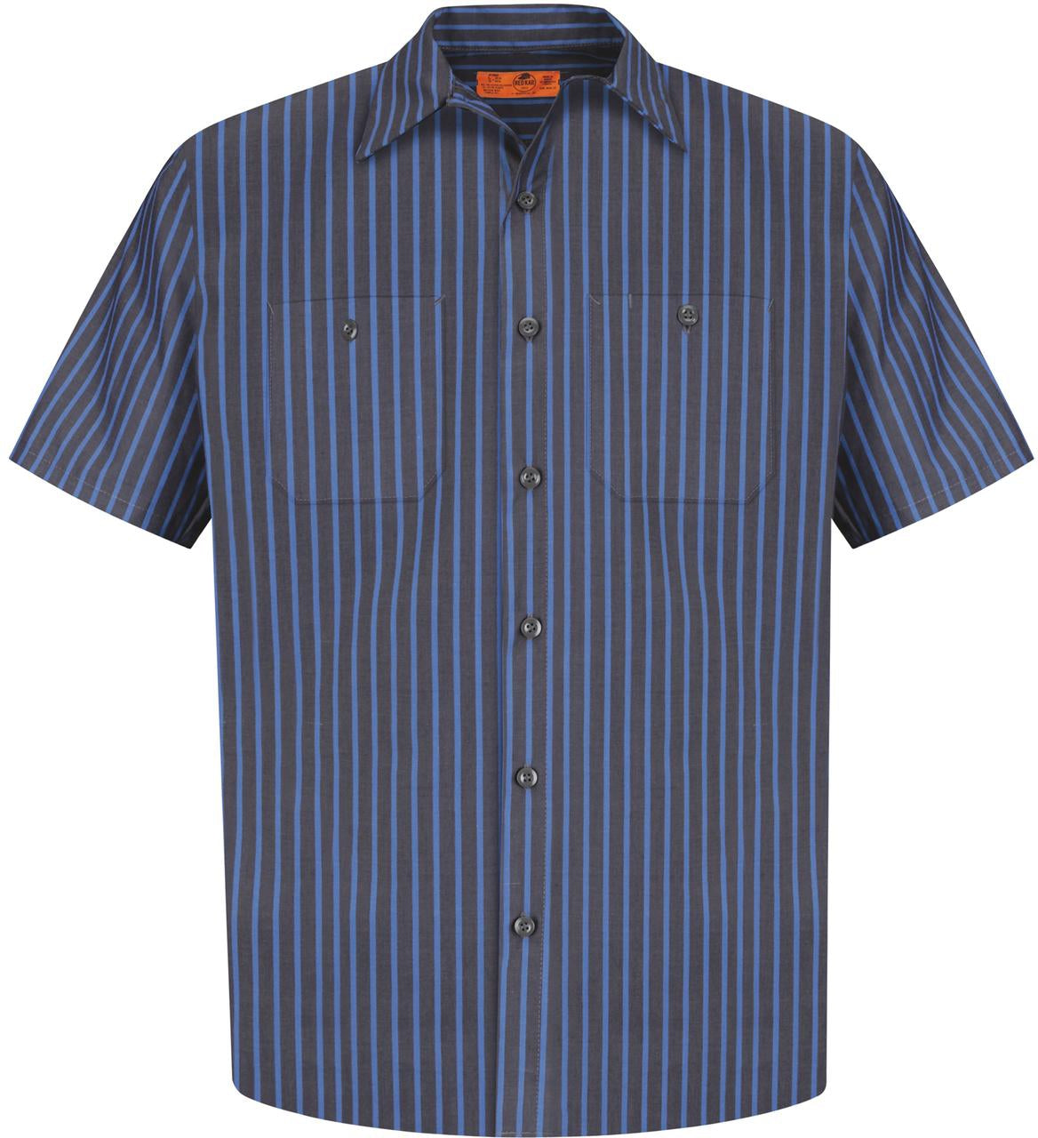 Red Kap Short Sleeve Striped Industrial Work Shirt