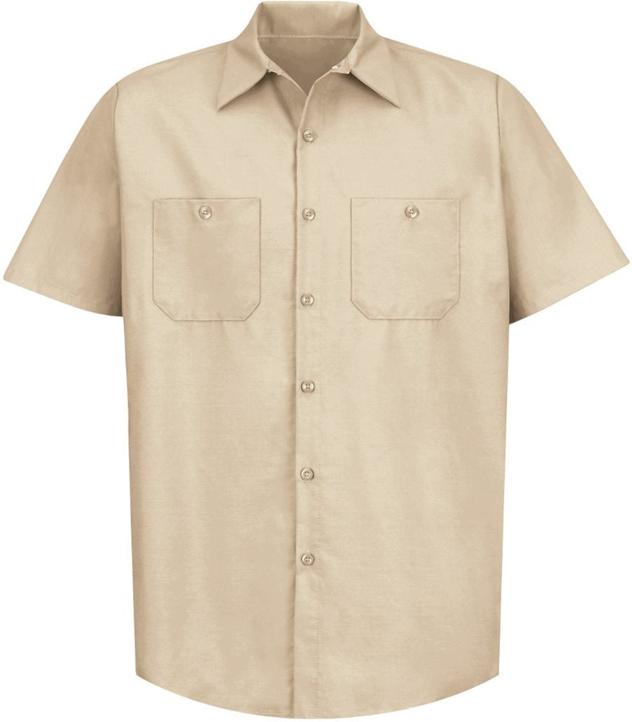 no-logo Red Kap Tall Short Sleeve Industrial Work Shirt-Regular-Red Kap-Light Tan-4XLT-Thread Logic