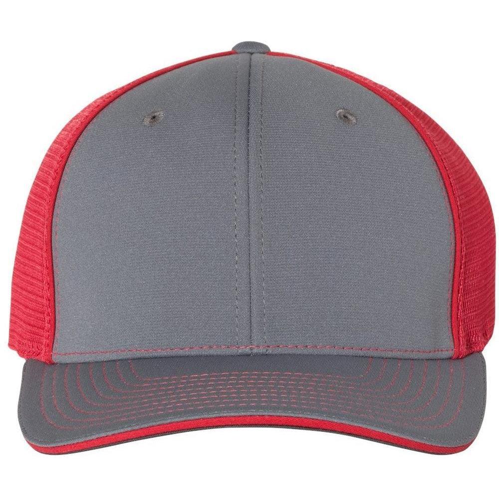 no-logo Richardson Fitted Pulse Sportmesh Cap with R-Flex-Headwear-Richardson-Charcoal/Red Split-S/M-Thread Logic