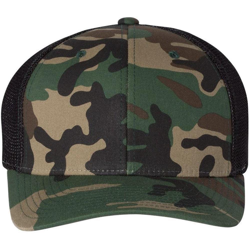 no-logo Richardson Fitted Trucker with RFlex-Headwear-Richardson-Army Camo/Black-S/M-Thread Logic