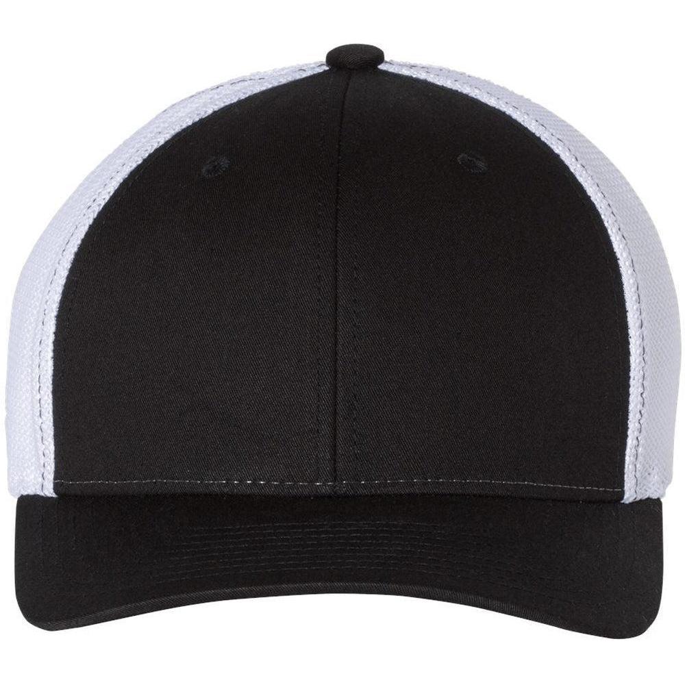 no-logo Richardson Fitted Trucker with RFlex-Headwear-Richardson-Black/White-S/M-Thread Logic