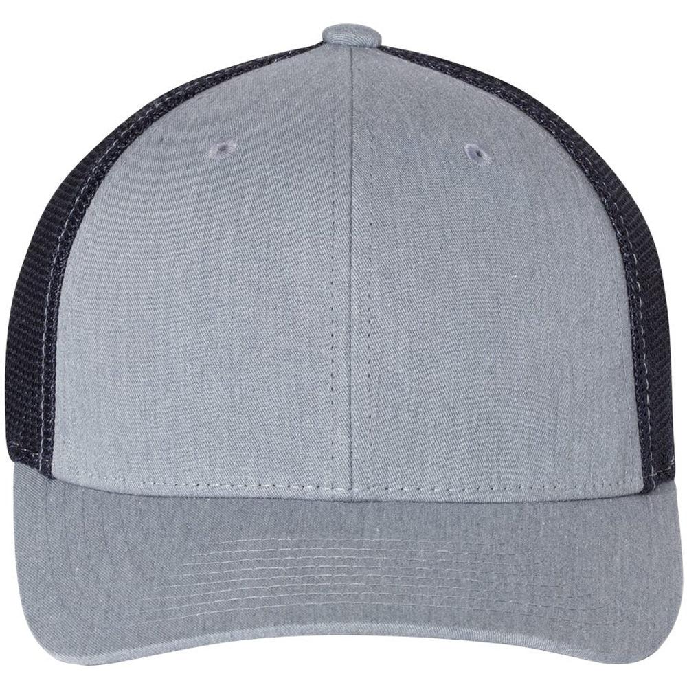 no-logo Richardson Fitted Trucker with RFlex-Headwear-Richardson-Heather Grey/Navy-S/M-Thread Logic