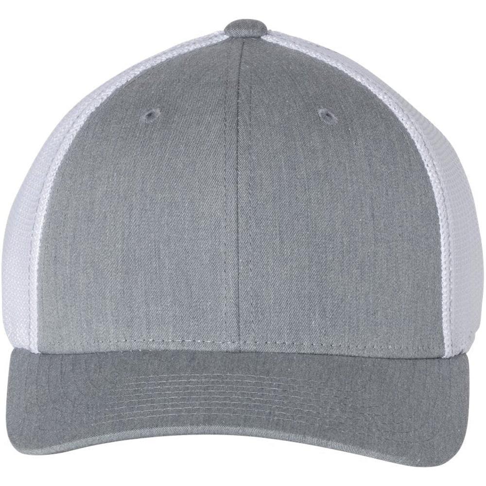 no-logo Richardson Fitted Trucker with RFlex-Headwear-Richardson-Heather Grey/White-S/M-Thread Logic
