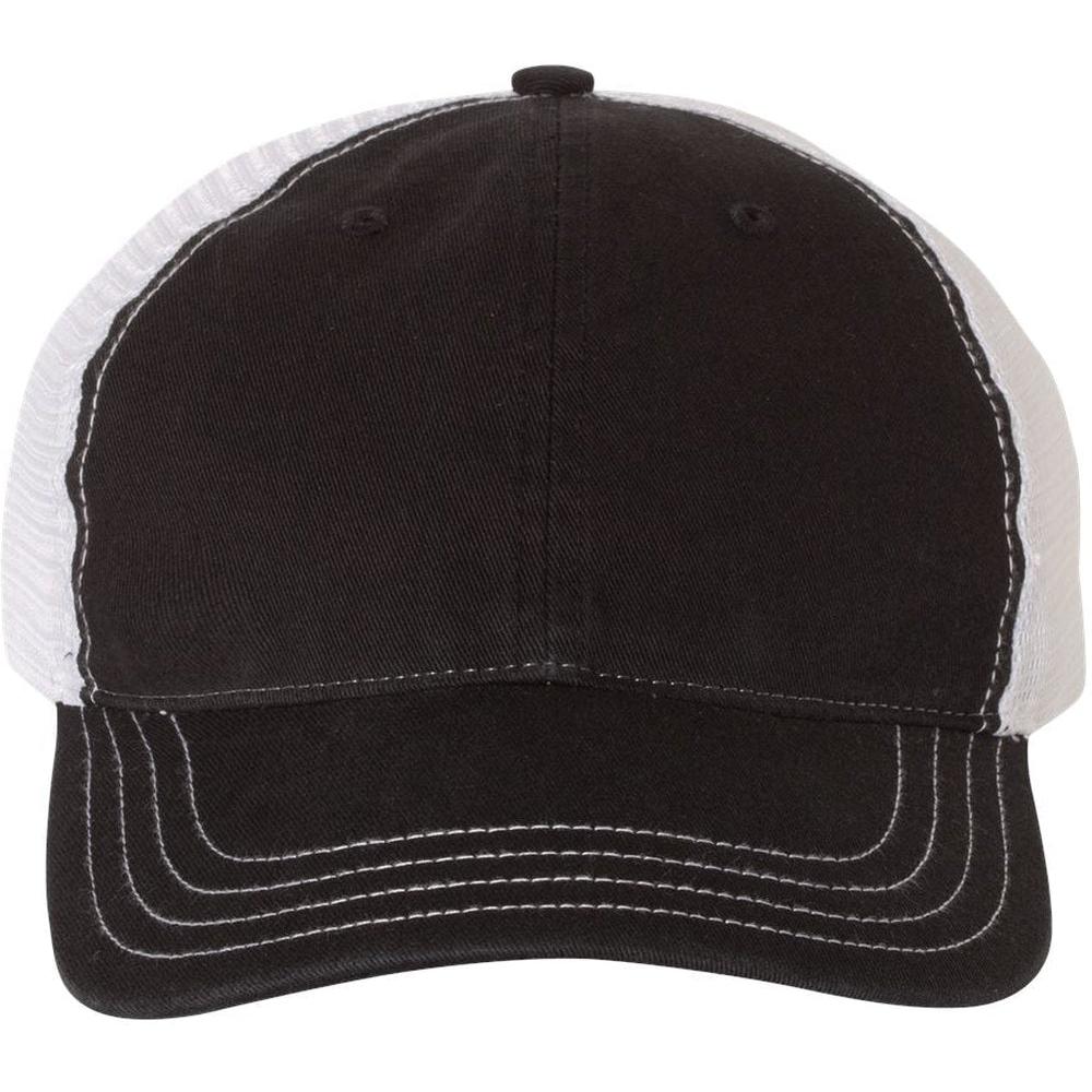 no-logo Richardson Garment Washed Trucker Cap-Headwear-Richardson-Black/White-OSFA-Thread Logic