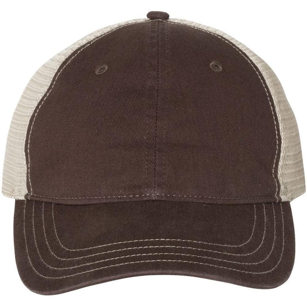 no-logo Richardson Garment Washed Trucker Cap-Headwear-Richardson-Brown/Khaki-OSFA-Thread Logic