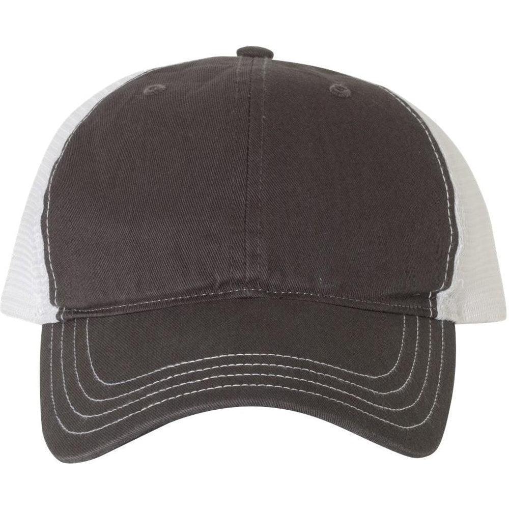 no-logo Richardson Garment Washed Trucker Cap-Headwear-Richardson-Charcoal/White-OSFA-Thread Logic
