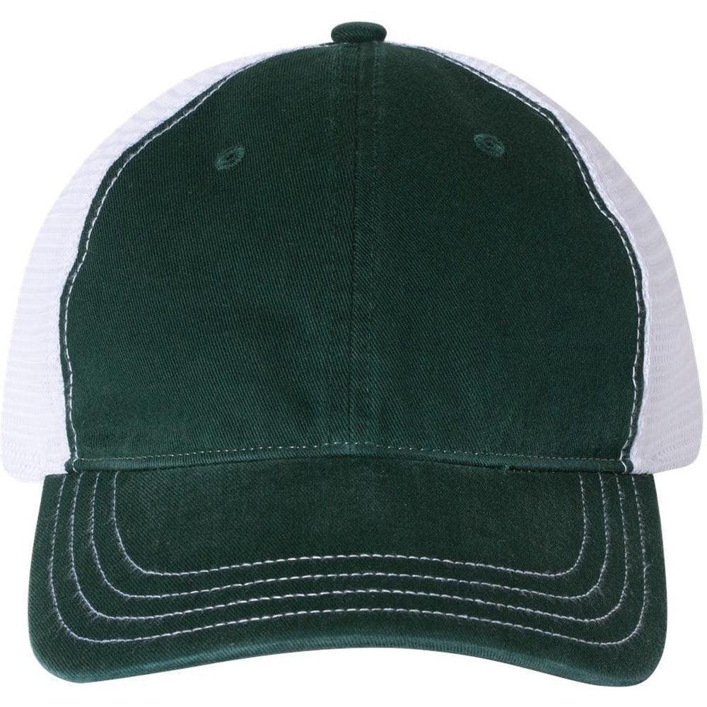 no-logo Richardson Garment Washed Trucker Cap-Headwear-Richardson-Dark Green/White-OSFA-Thread Logic