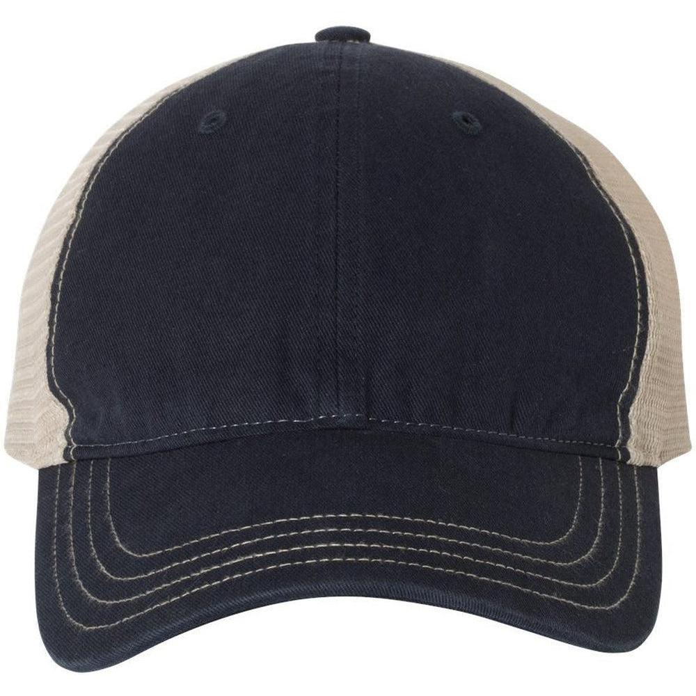 no-logo Richardson Garment Washed Trucker Cap-Headwear-Richardson-Navy/Khaki-OSFA-Thread Logic