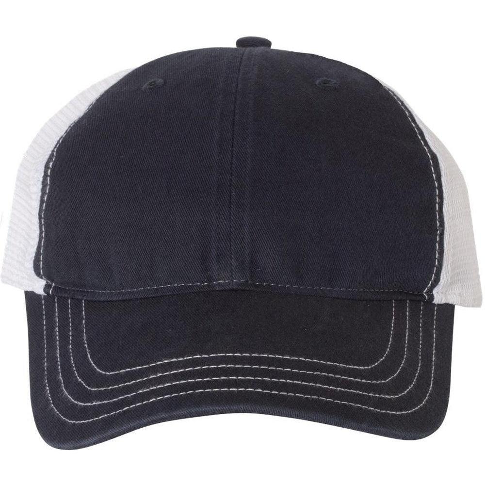 no-logo Richardson Garment Washed Trucker Cap-Headwear-Richardson-Navy/White-OSFA-Thread Logic