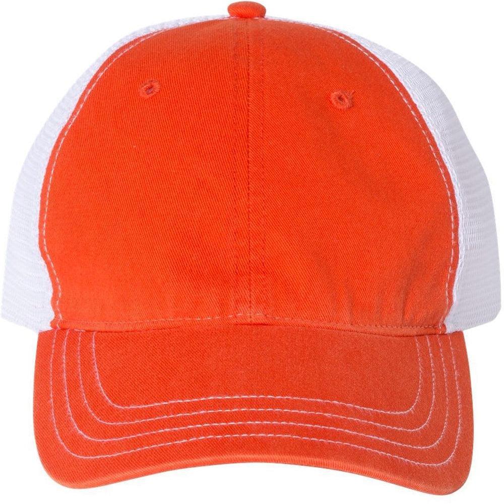 no-logo Richardson Garment Washed Trucker Cap-Headwear-Richardson-Orange/White-OSFA-Thread Logic