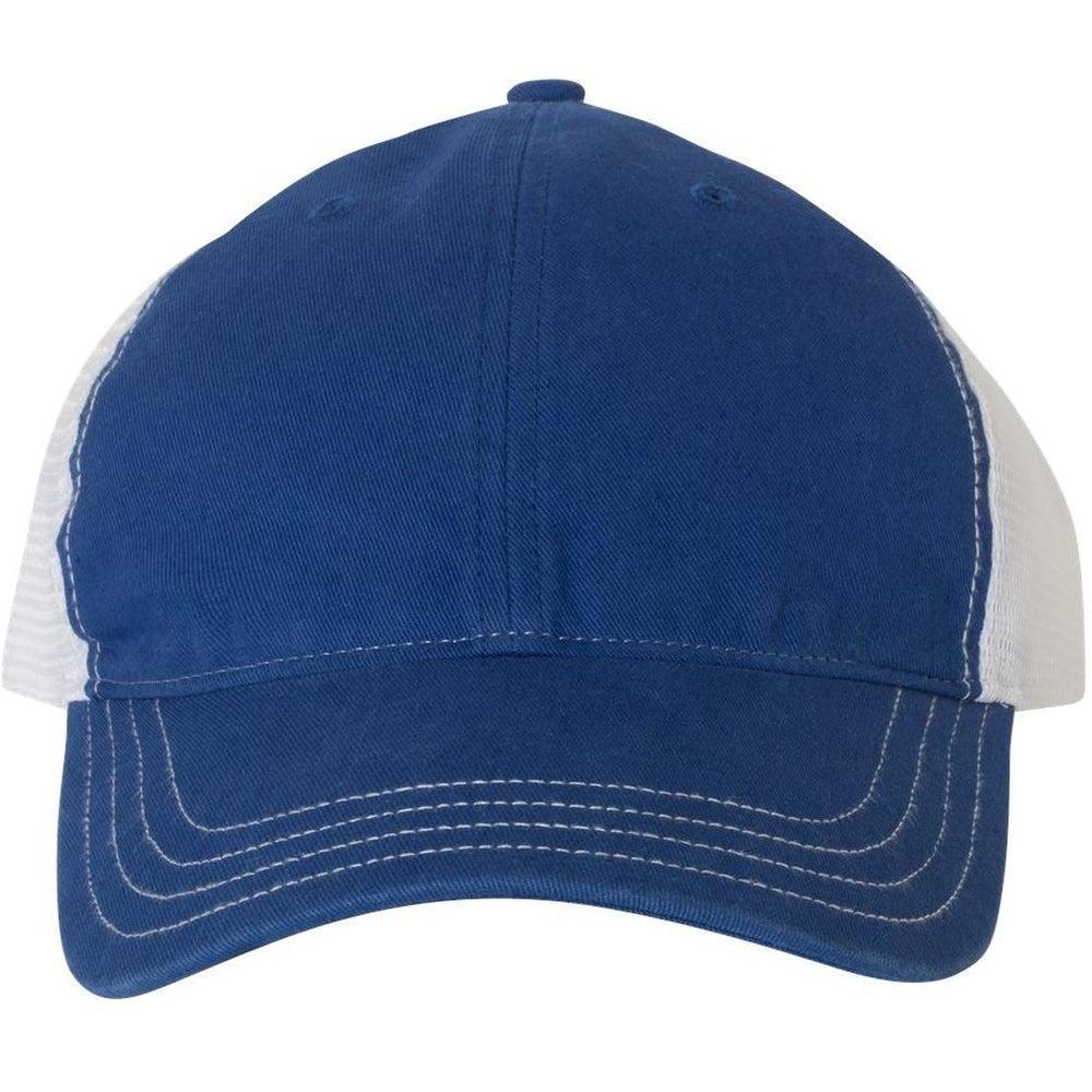 no-logo Richardson Garment Washed Trucker Cap-Headwear-Richardson-Royal/White-OSFA-Thread Logic