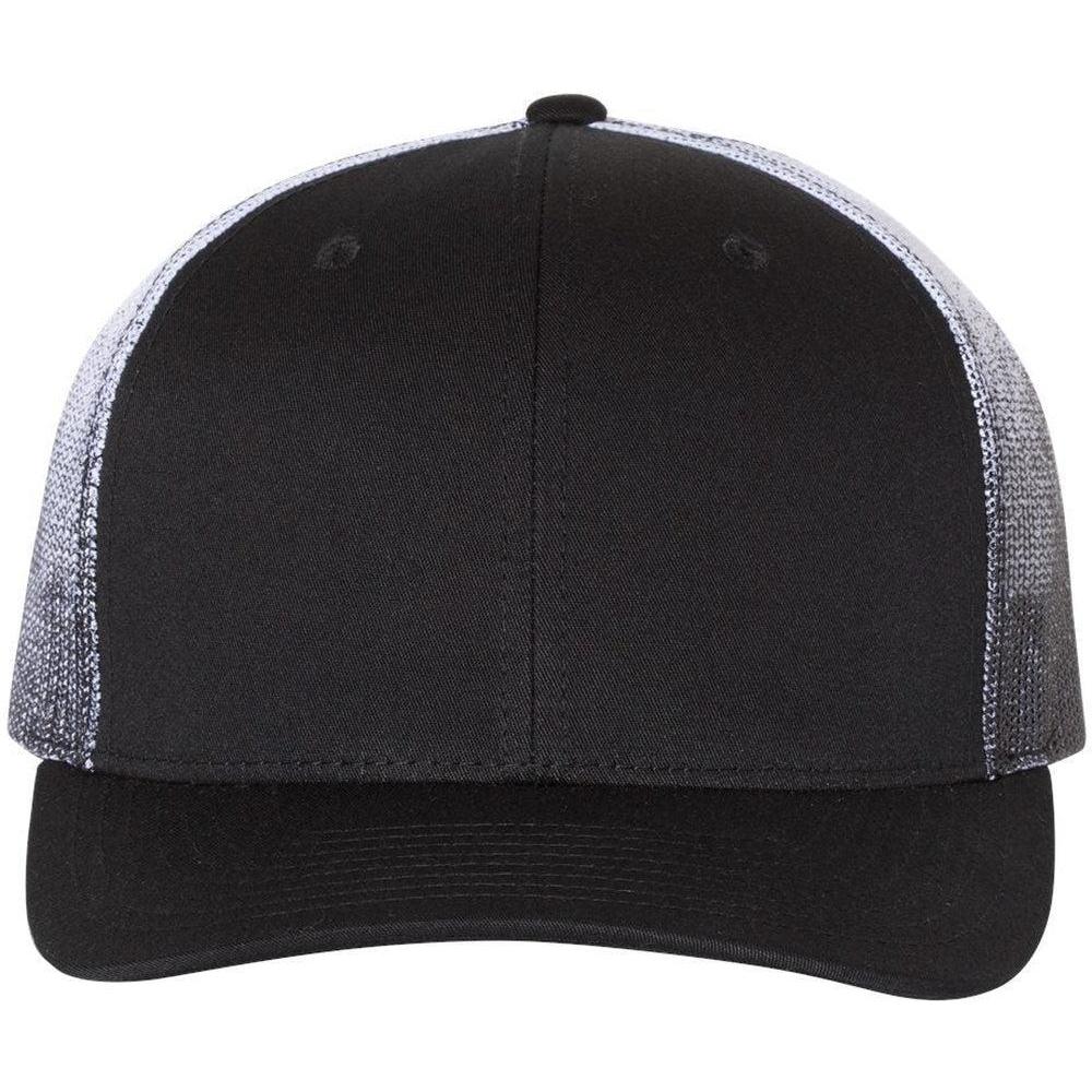 no-logo Richardson Printed MeshBack Trucker Cap-Headwear-Richardson-Black/Black to White Fade-OSFA-Thread Logic