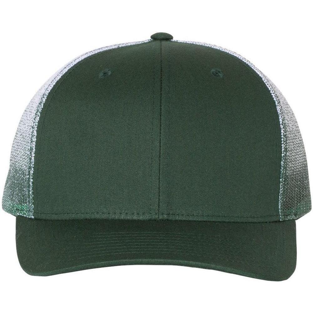 no-logo Richardson Printed MeshBack Trucker Cap-Headwear-Richardson-Dark Green/Dark Green to White Fade-OSFA-Thread Logic