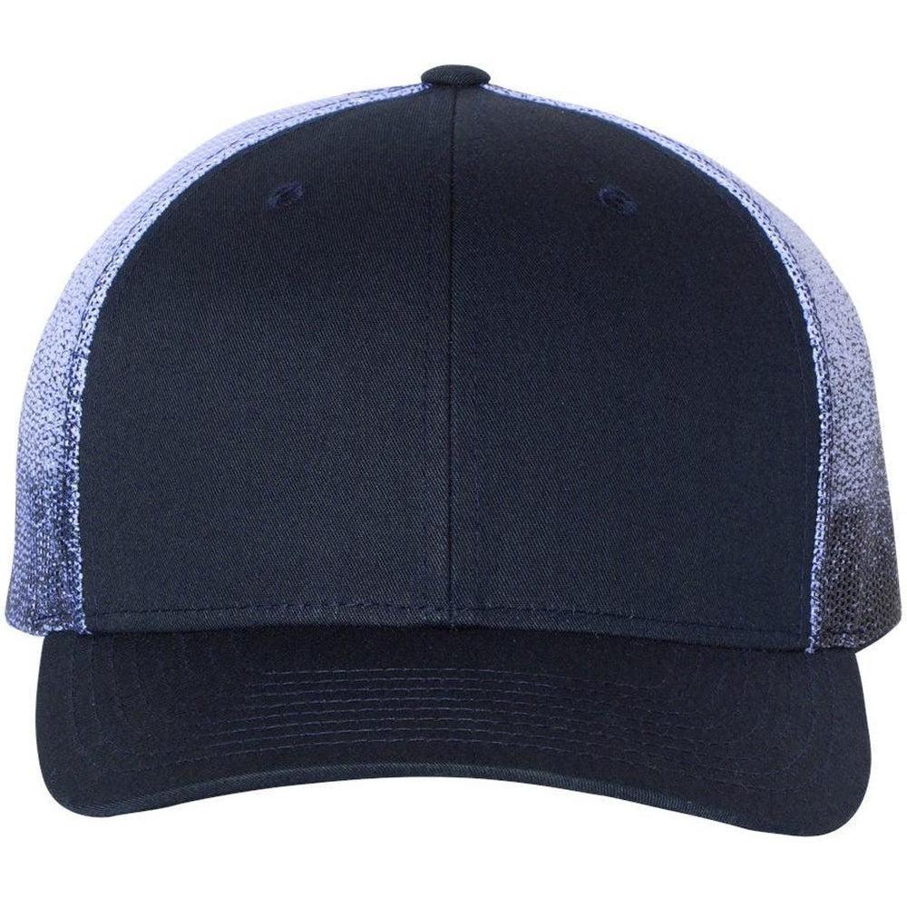 no-logo Richardson Printed MeshBack Trucker Cap-Headwear-Richardson-Navy/Navy to White Fade-OSFA-Thread Logic