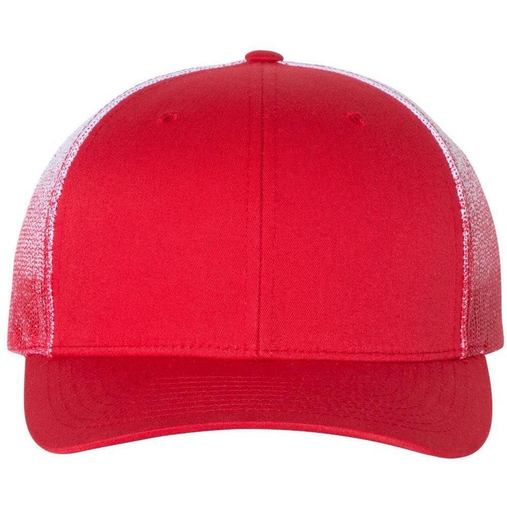no-logo Richardson Printed MeshBack Trucker Cap-Headwear-Richardson-Red/Red to White Fade-OSFA-Thread Logic