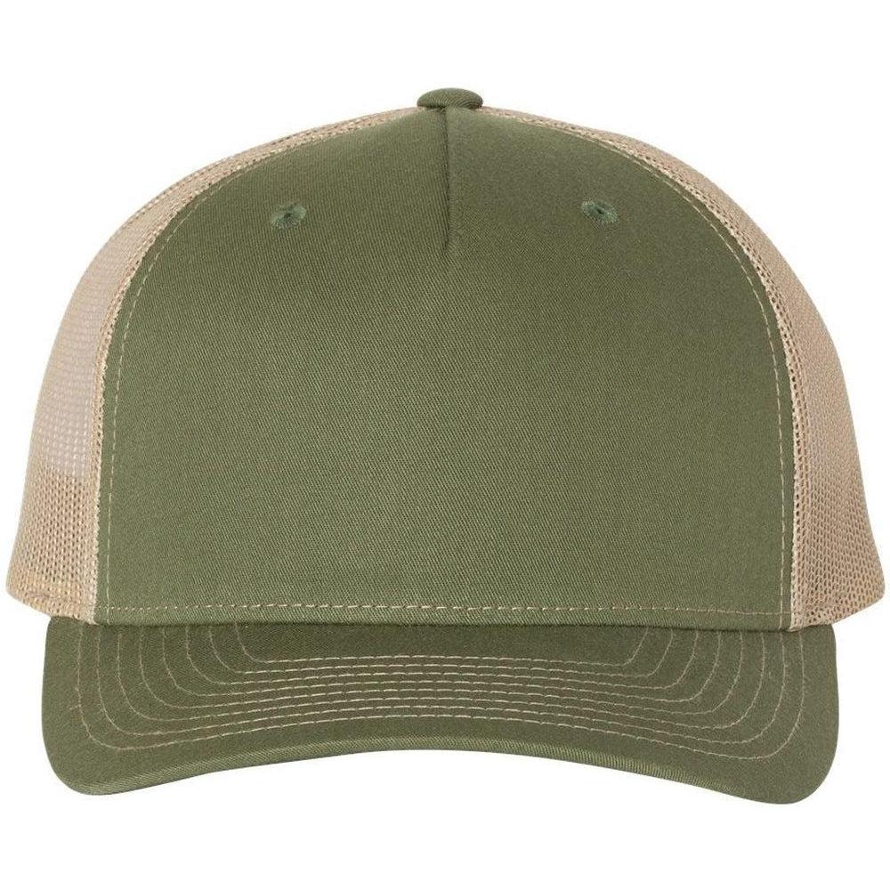 no-logo Richardson Trucker Cap-Headwear-Richardson-Army Olive Green/Tan-OSFA-Thread Logic