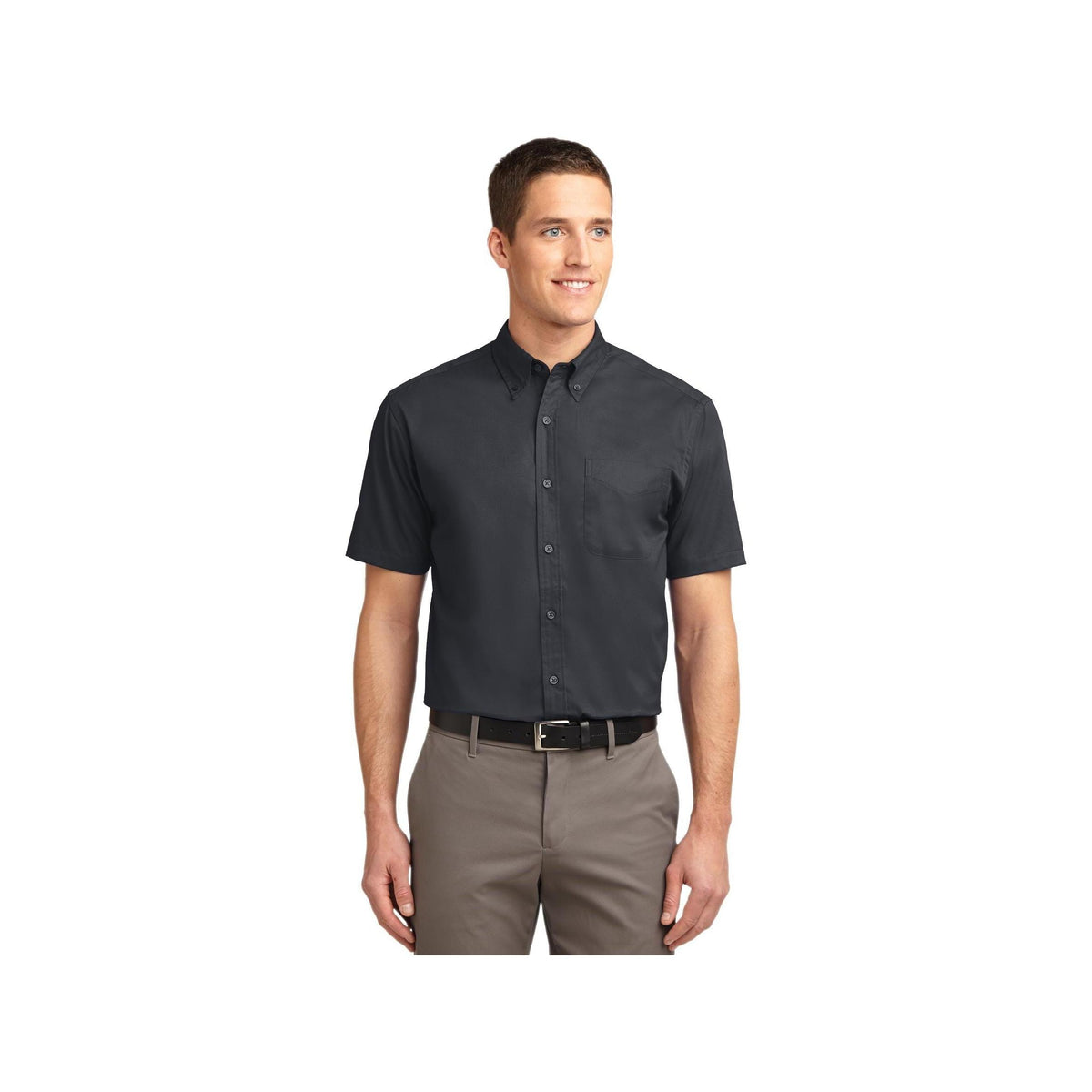 no-logo Port Authority Short Sleeve Easy Care Shirt-Port Authority-Classic Navy/Light Stone-XS-Thread Logic