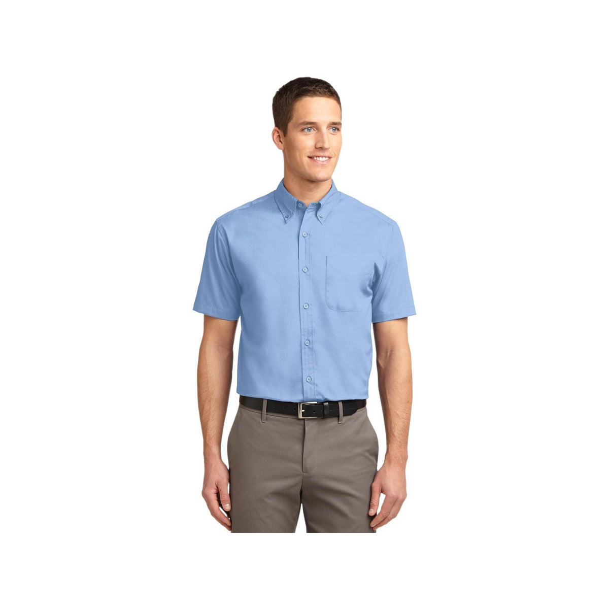no-logo Port Authority Short Sleeve Easy Care Shirt-Port Authority-Light Blue/Light Stone-XS-Thread Logic