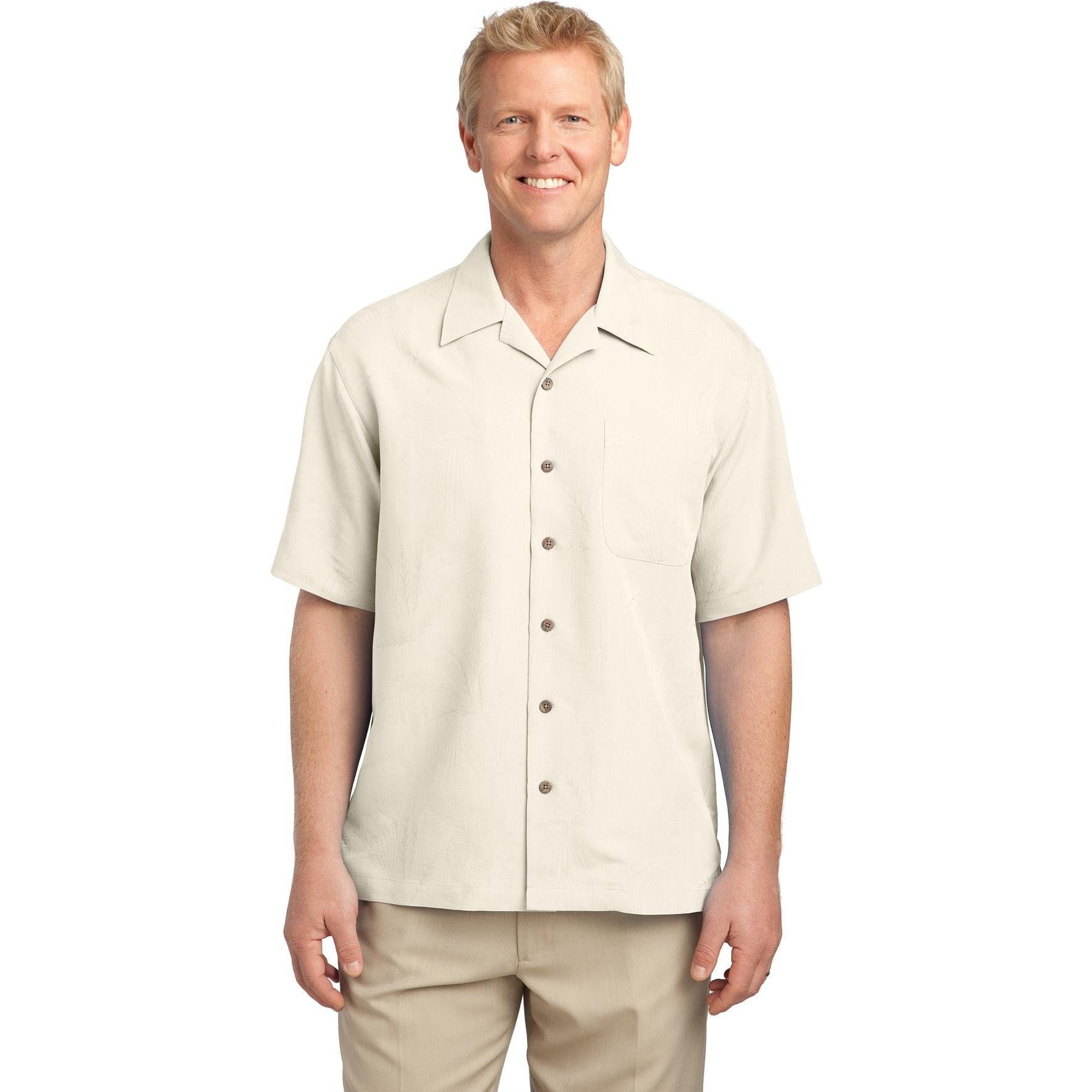 no-logo CLOSEOUT - Port Authority Patterned Easy Care Camp Shirt-Port Authority-Ivory-XS-Thread Logic