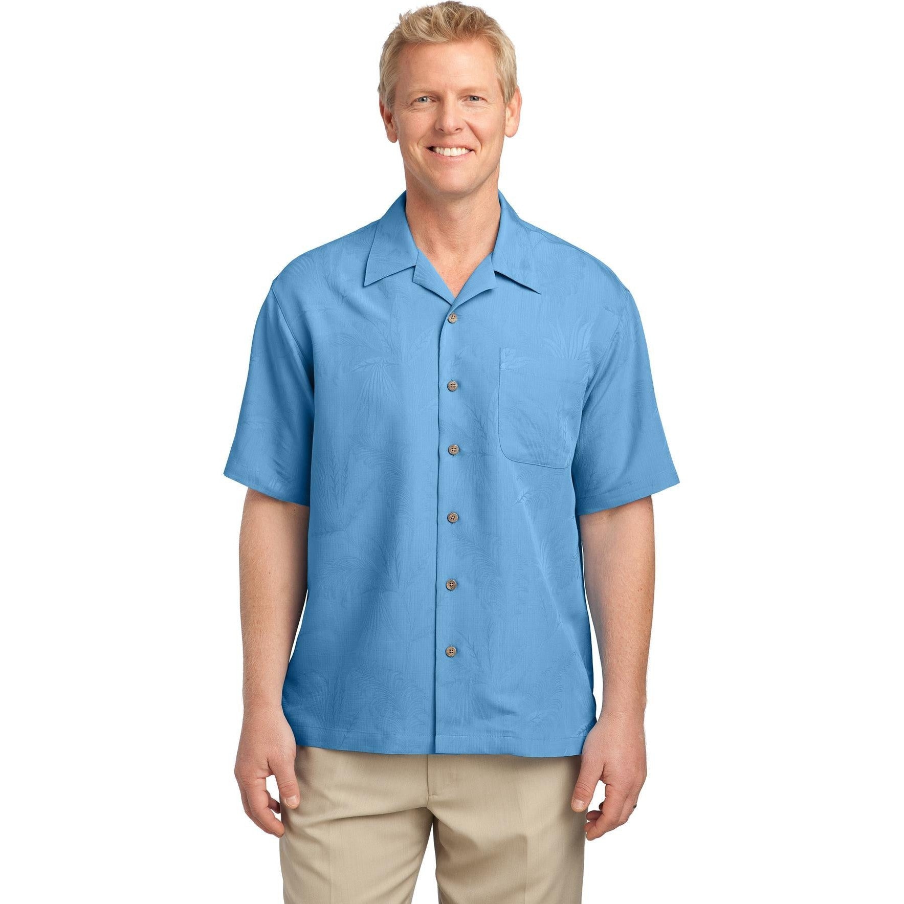 no-logo CLOSEOUT - Port Authority Patterned Easy Care Camp Shirt-Port Authority-Resort Blue-XS-Thread Logic