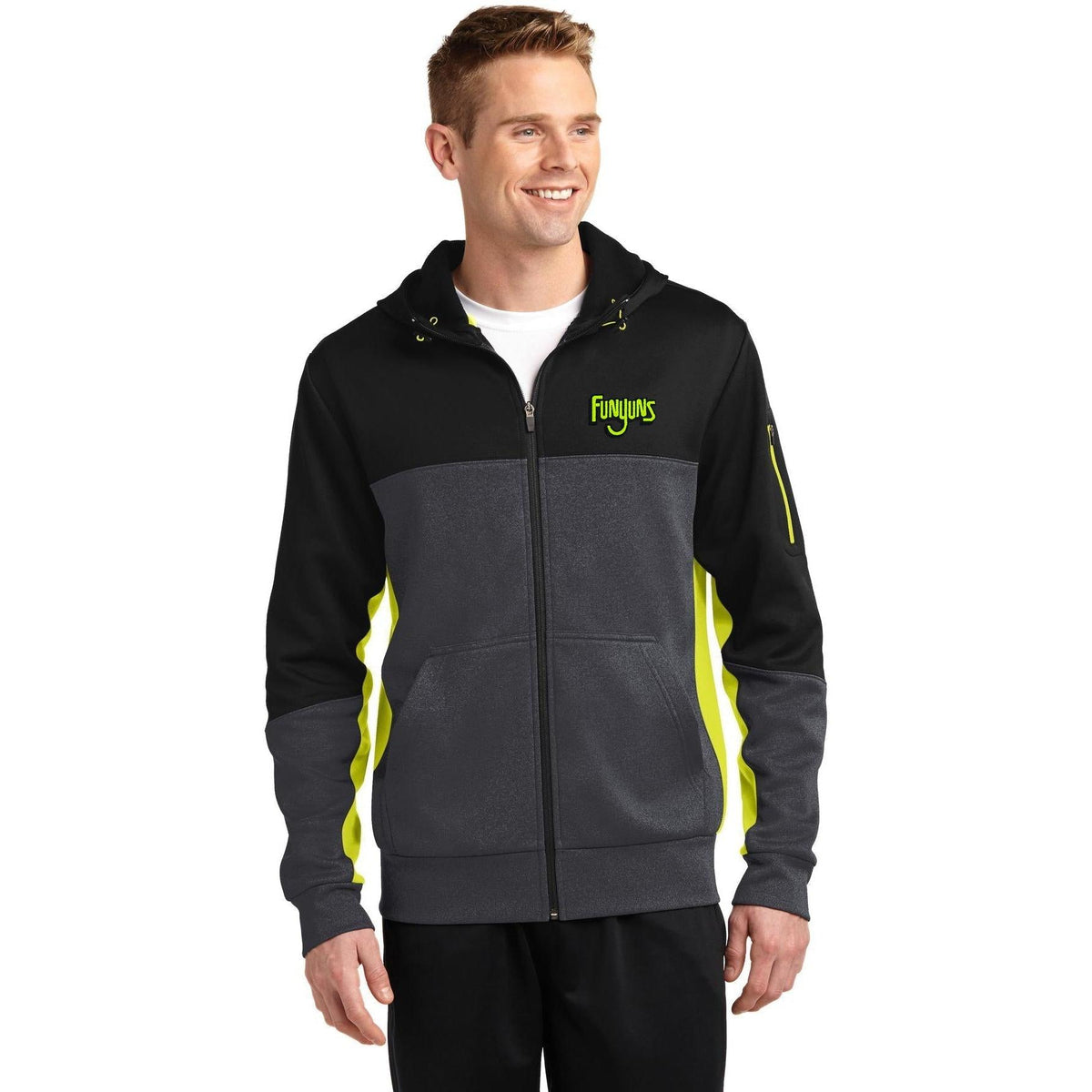 no-logo Sport-Tek Tech Fleece Colorblock Full-Zip Hooded Jacket-Regular-Sport-Tek-Thread Logic