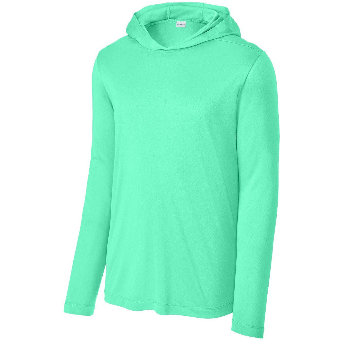 Sport-Tek Posi-UV Pro Long Sleeve Hoodie-Sport-Tek-Bright Seafoam-XS-Thread Logic
