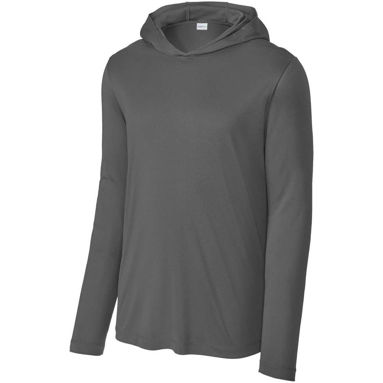 no-logo Sport-Tek Posi-UV Pro Long Sleeve Hoodie-Sport-Tek-Dark Smoke Grey-XS-Thread Logic