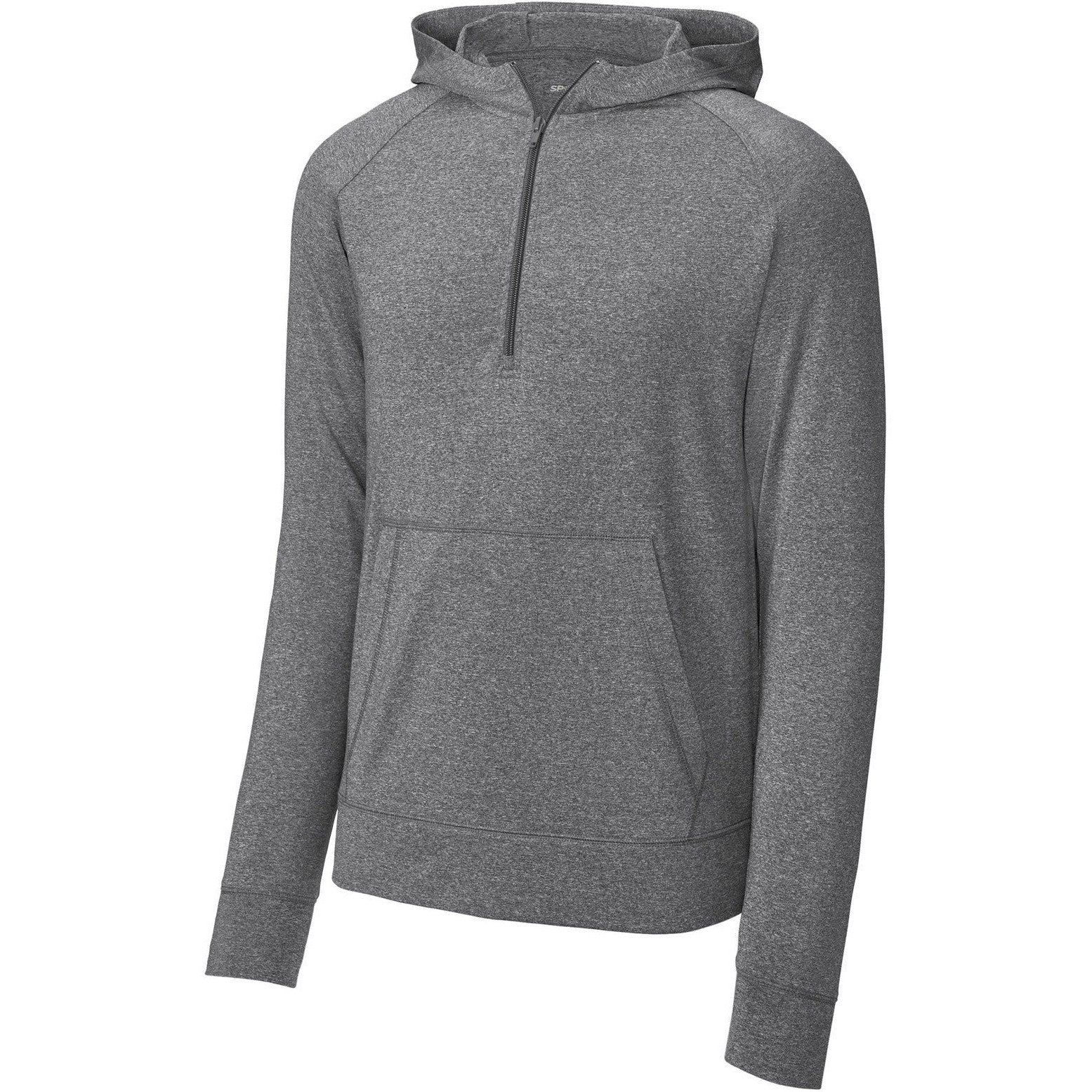 Sport-Tek Sport-Wick Stretch 1/2-Zip Hoodie-Sport-Tek-Charcoal Grey Heather-XS-Thread Logic