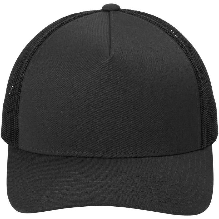 Sport-Tek Yupoong Retro Trucker 5-Panel Cap-Sport-Tek-Black/Black-OSFA-Thread Logic