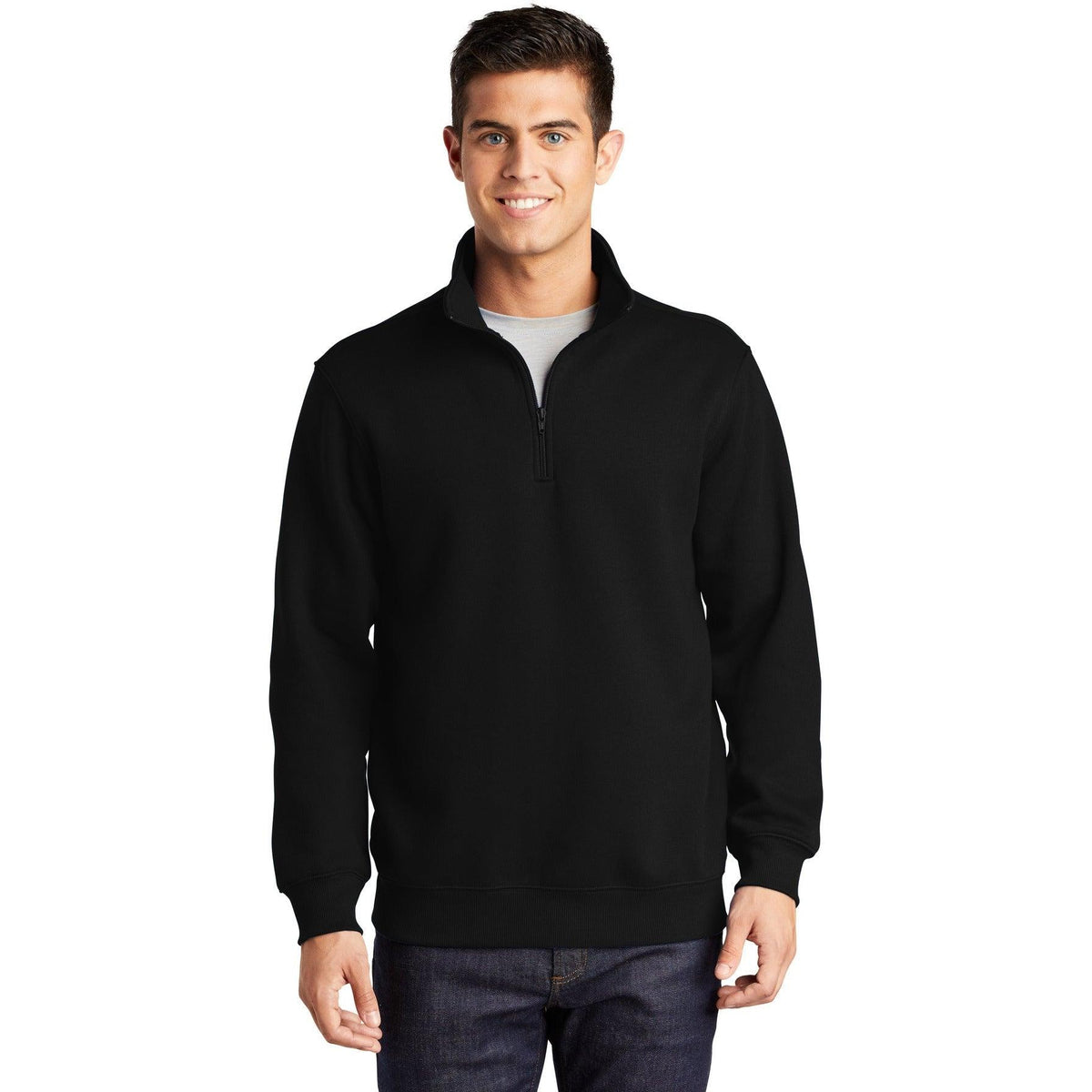 no-logo Sport-Tek 1/4-Zip Sweatshirt-Quarter Zips-Sport-Tek-Black-S-Thread Logic