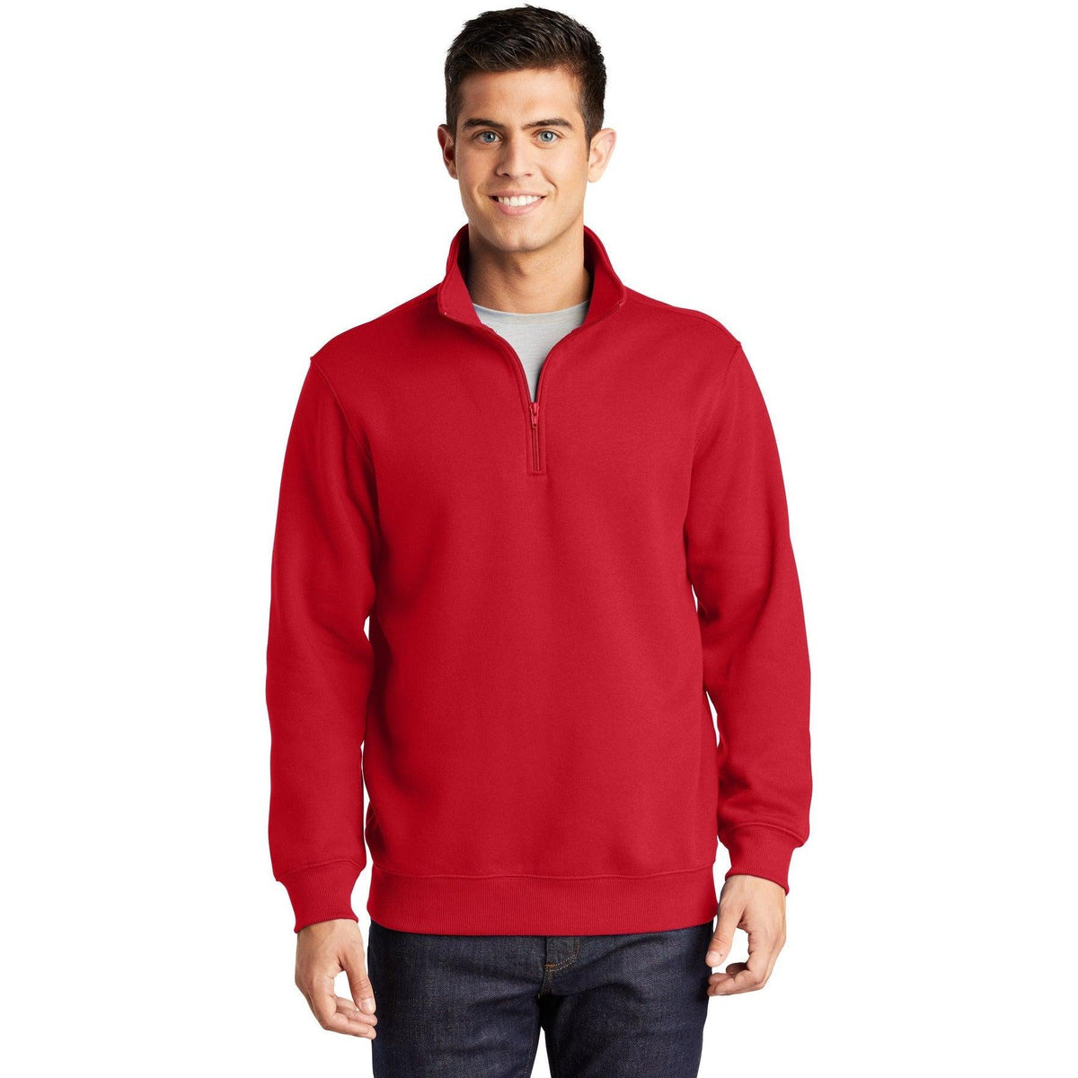 no-logo Sport-Tek 1/4-Zip Sweatshirt-Quarter Zips-Sport-Tek-True Red-S-Thread Logic