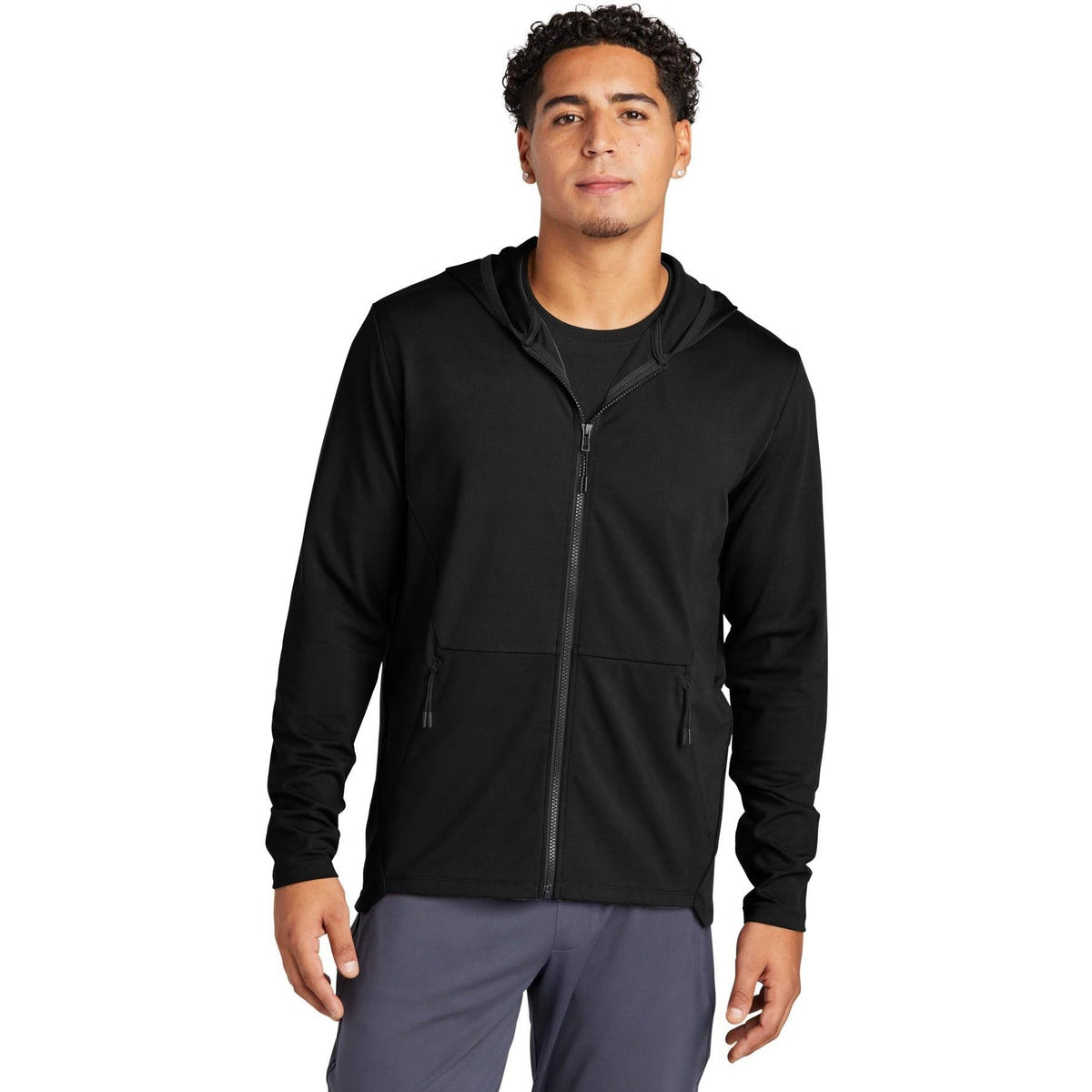 no-logo Sport-Tek Circuit Hooded Full-Zip-Regular-Sport-Tek-Deep Black-S-Thread Logic