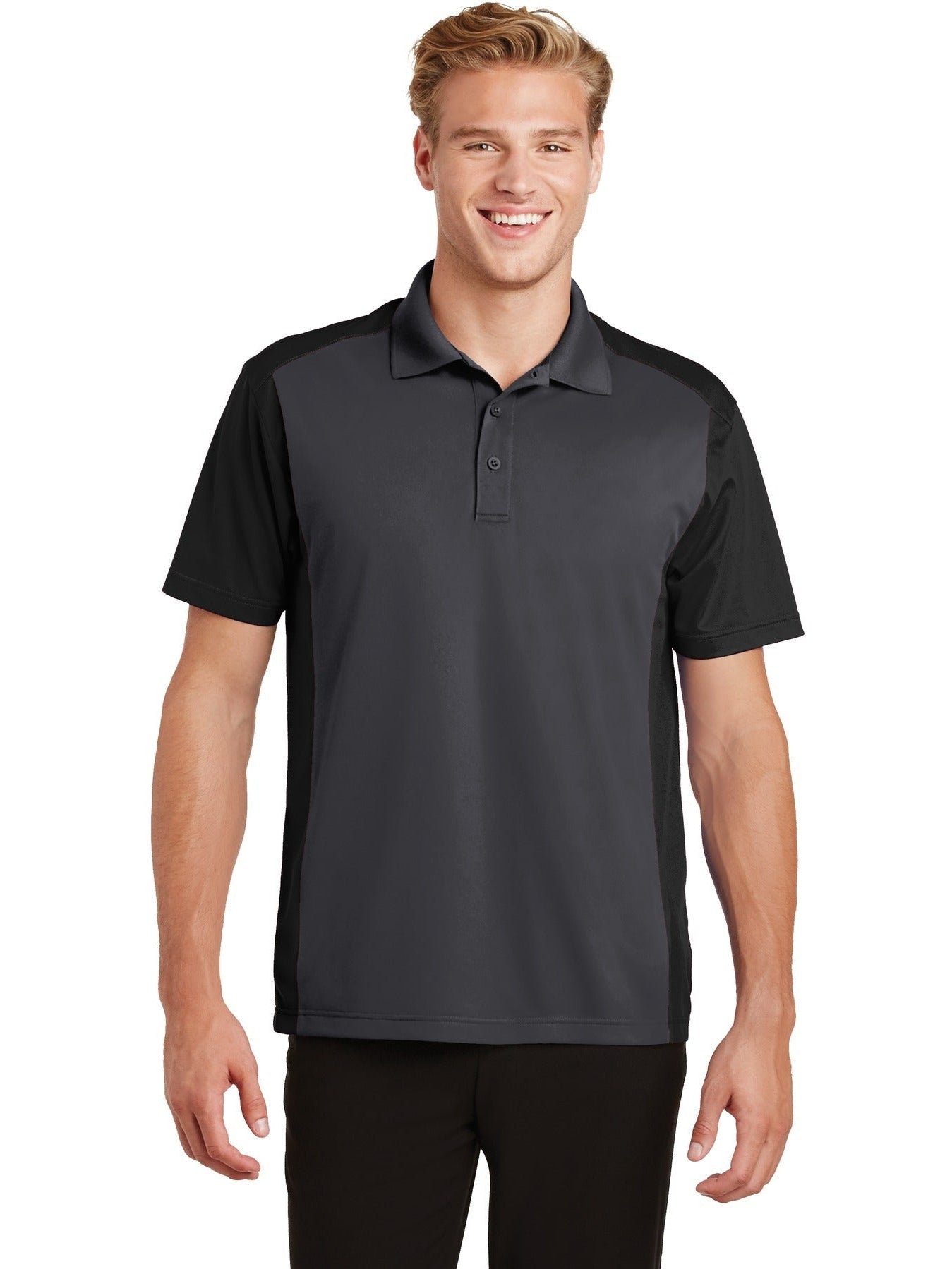 Sport-Tek Colorblock Micropique Sport-Wick Polo-Regular-Sport-Tek-Iron Grey/Black-S-Thread Logic