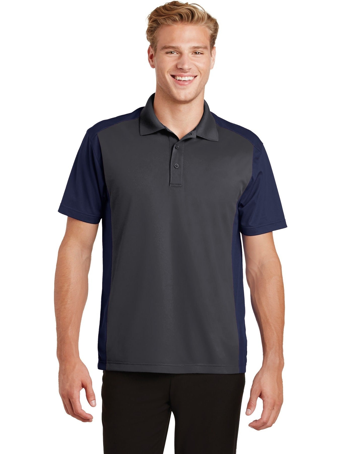 Sport-Tek Colorblock Micropique Sport-Wick Polo-Regular-Sport-Tek-Iron Grey/True Navy-S-Thread Logic